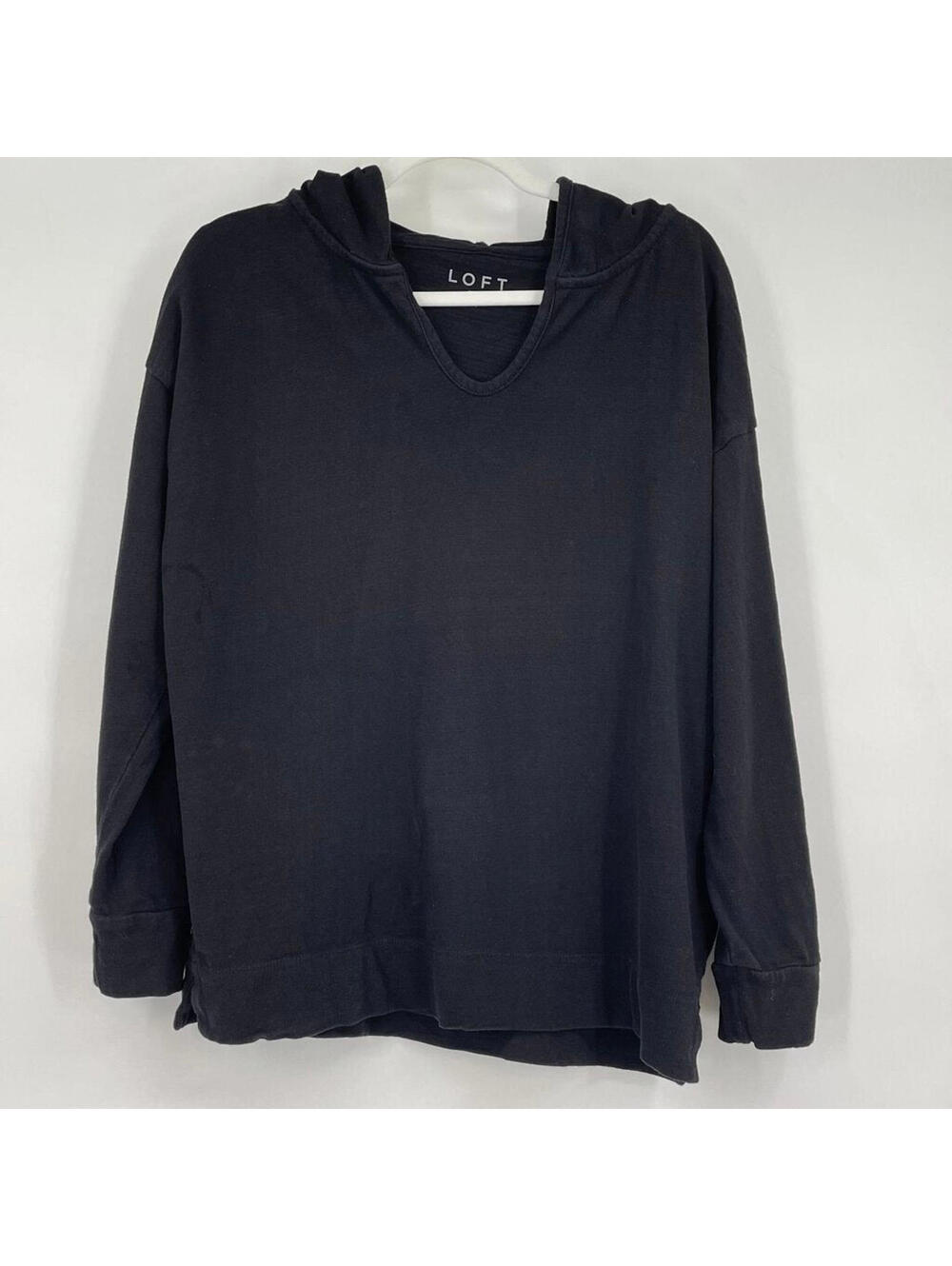Women's Loft Hooded Knit Black Knit Top M